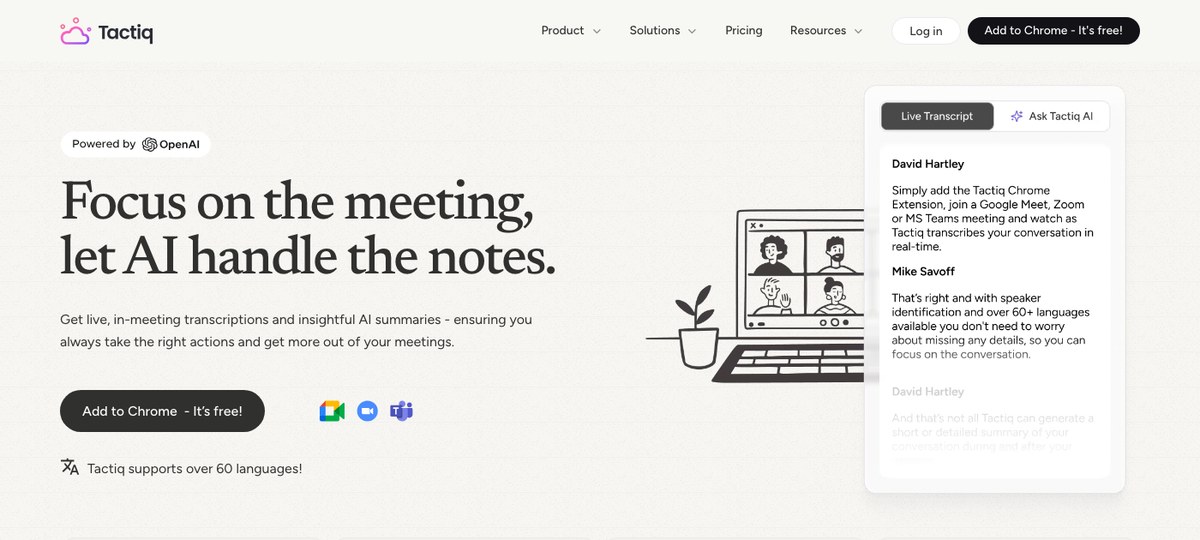 Tactiq — Chrome-extension AI transcription that runs on Mac