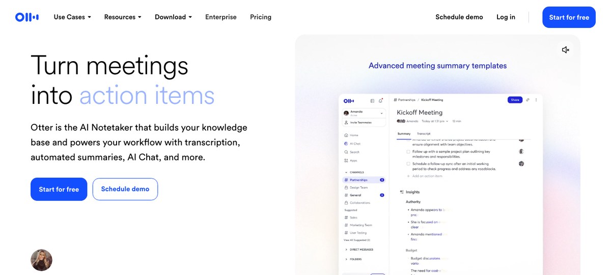 Otter.ai — popular AI meeting assistant for user interviews and research transcription