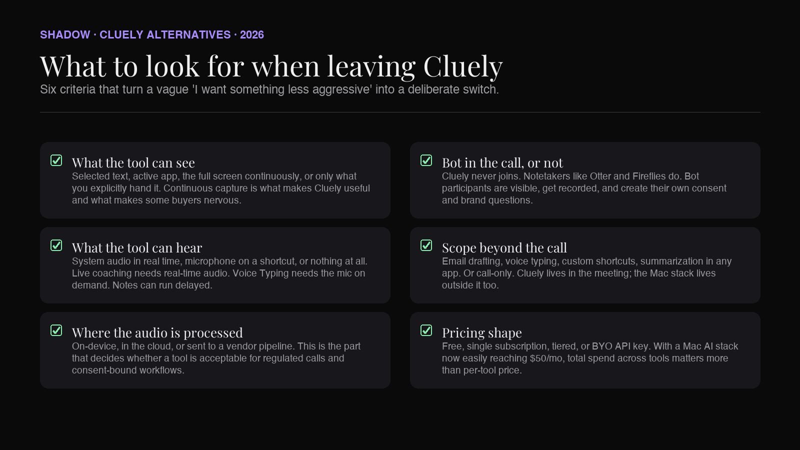 What to look for when switching from Cluely
