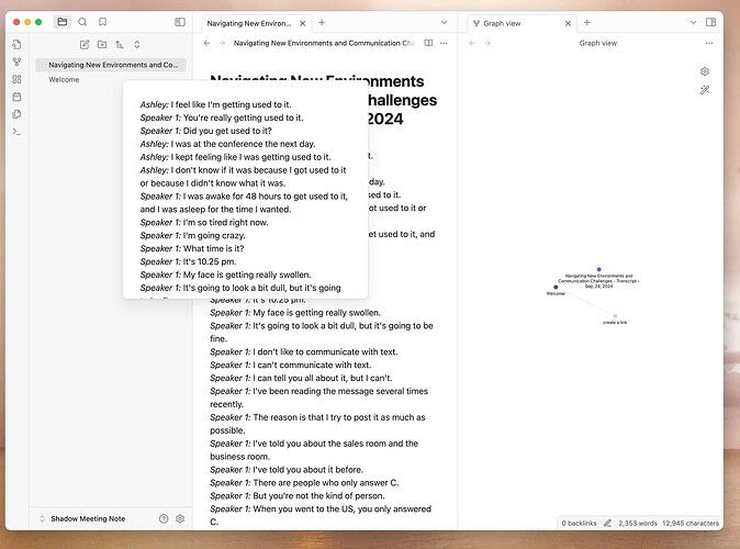Completed integration showing meeting notes automatically appearing in Obsidian
