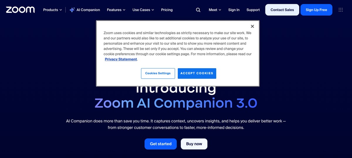 Zoom AI Companion — bundled AI assistant inside Zoom Workplace