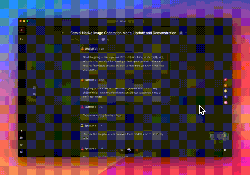 Shadow Smart Screenshots feature showing automatic screen capture in the Transcript tab
